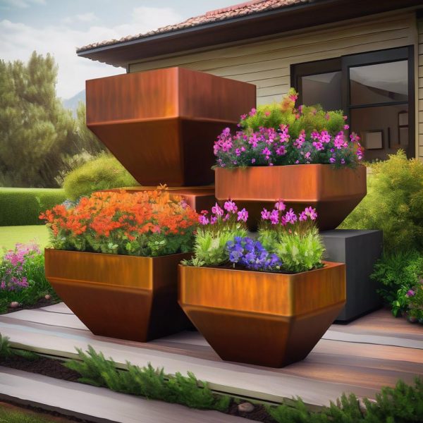 Fioriere in corten stile moderno