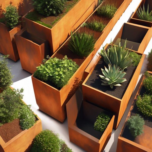 Fioriera in corten effetto muro varie altezze