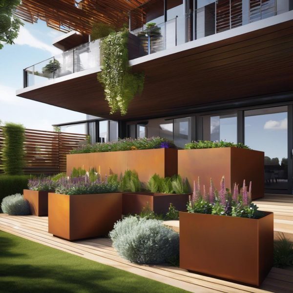 Fioriera in corten effetto muro varie altezze - immagine 3